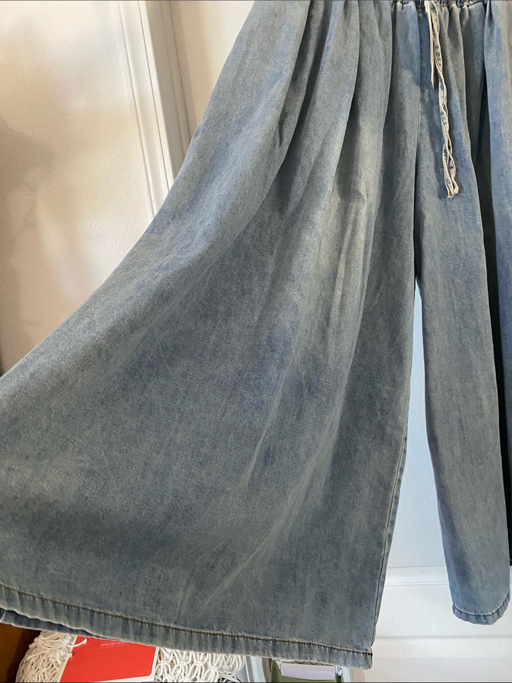 Wide Leg Denim Pants in Light Blue - Picture 4 of 9